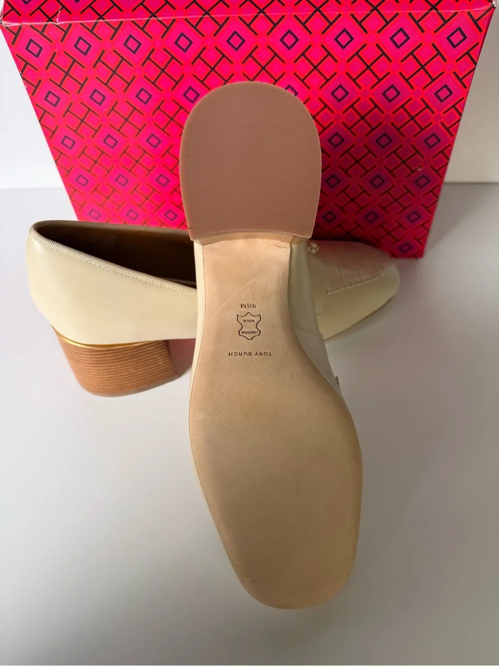 Tory Burch Everly 55mm Loafers Dulce de Leche Leather Block Heel US 9 & 9.5